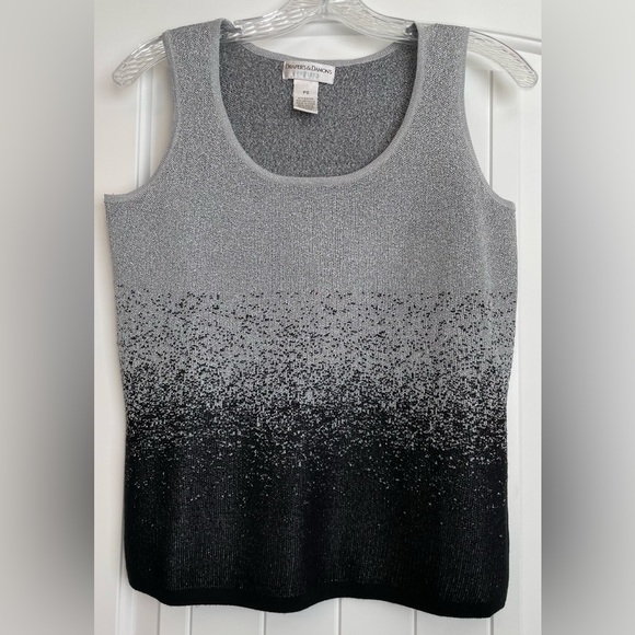 Draper’s & Damon’s black and silver metallic short sleeve sweater. women’s. - Picture 1 of 7
